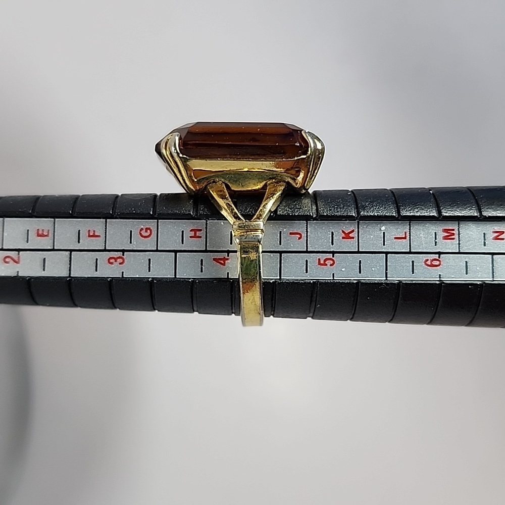 AVON Vintage Amber Smokey Cut Glass Ring Sz 4 1/4